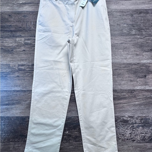 L.L. Bean Women's Cream Khaki Wrinkle Free Dress Pants Classic Fit 12 Tall - Picture 1 of 9